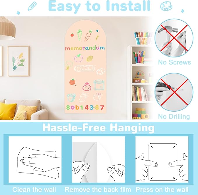 Magnetic Arch Wall Decal for Kids 39.3x17.5 Inch Magnetic Chalkboard Contact - Image 7