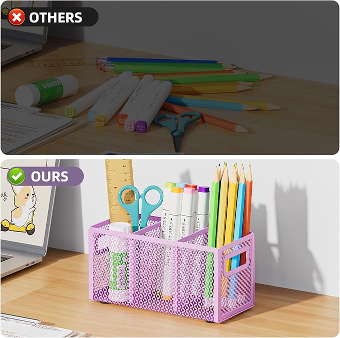 Marbrasse Mesh Pen Holder for Desk, Pencil Holder Desk Organizer 3 Adjustable - Image 5