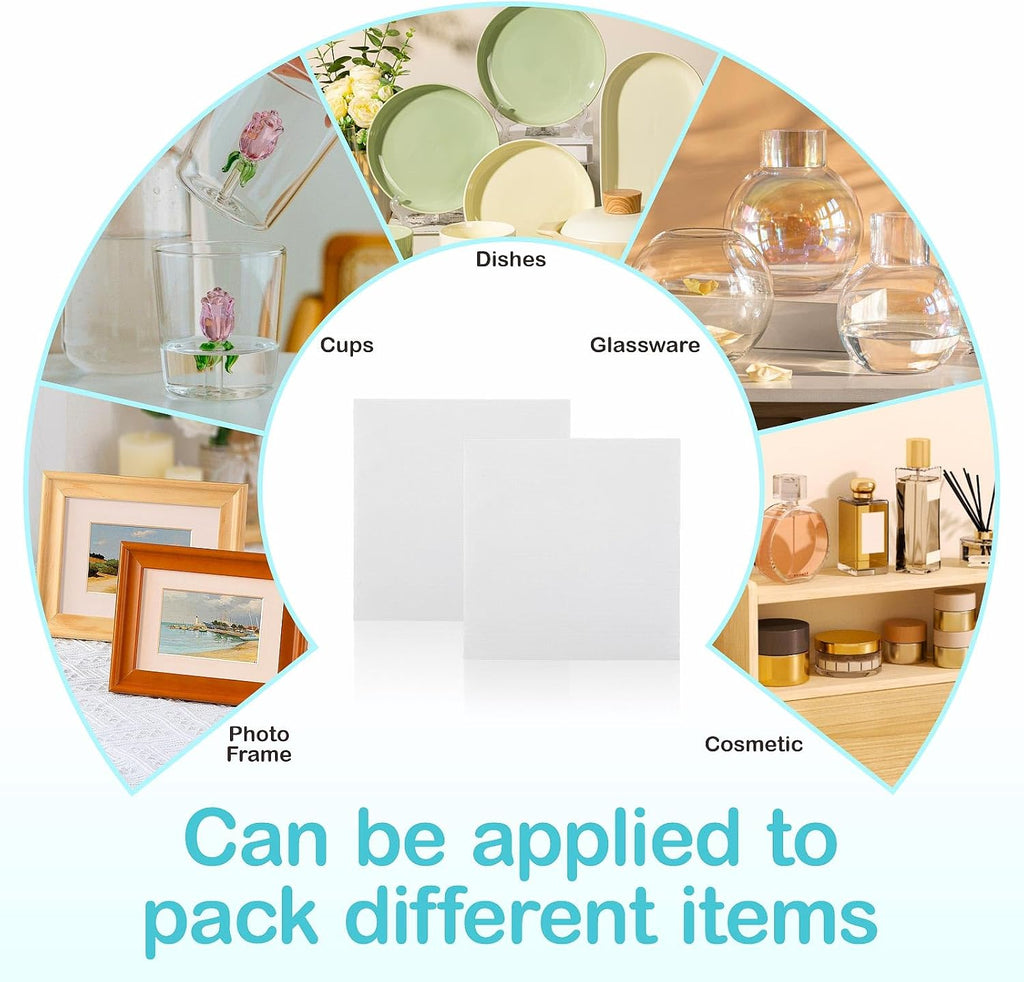 Dish Packing Supplies for Moving,320 Moving Supplies 4 Sizes (16 x 12", 12 x 12", 12 x 7.8", 7.8 x 7.8"),with 60 Fragile Stickers,High density thicker Cushion Foam for Plate Packing Shipping Storage.