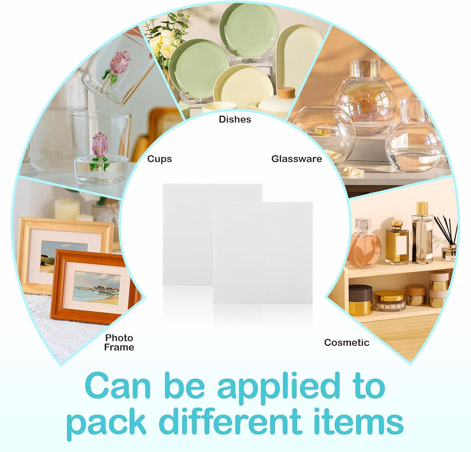 Dish Packing Supplies for Moving,320 Moving Supplies 4 Sizes (16 x 12", 12 x 12", 12 x 7.8", 7.8 x 7.8"),with 60 Fragile Stickers,High density thicker Cushion Foam for Plate Packing Shipping Storage.