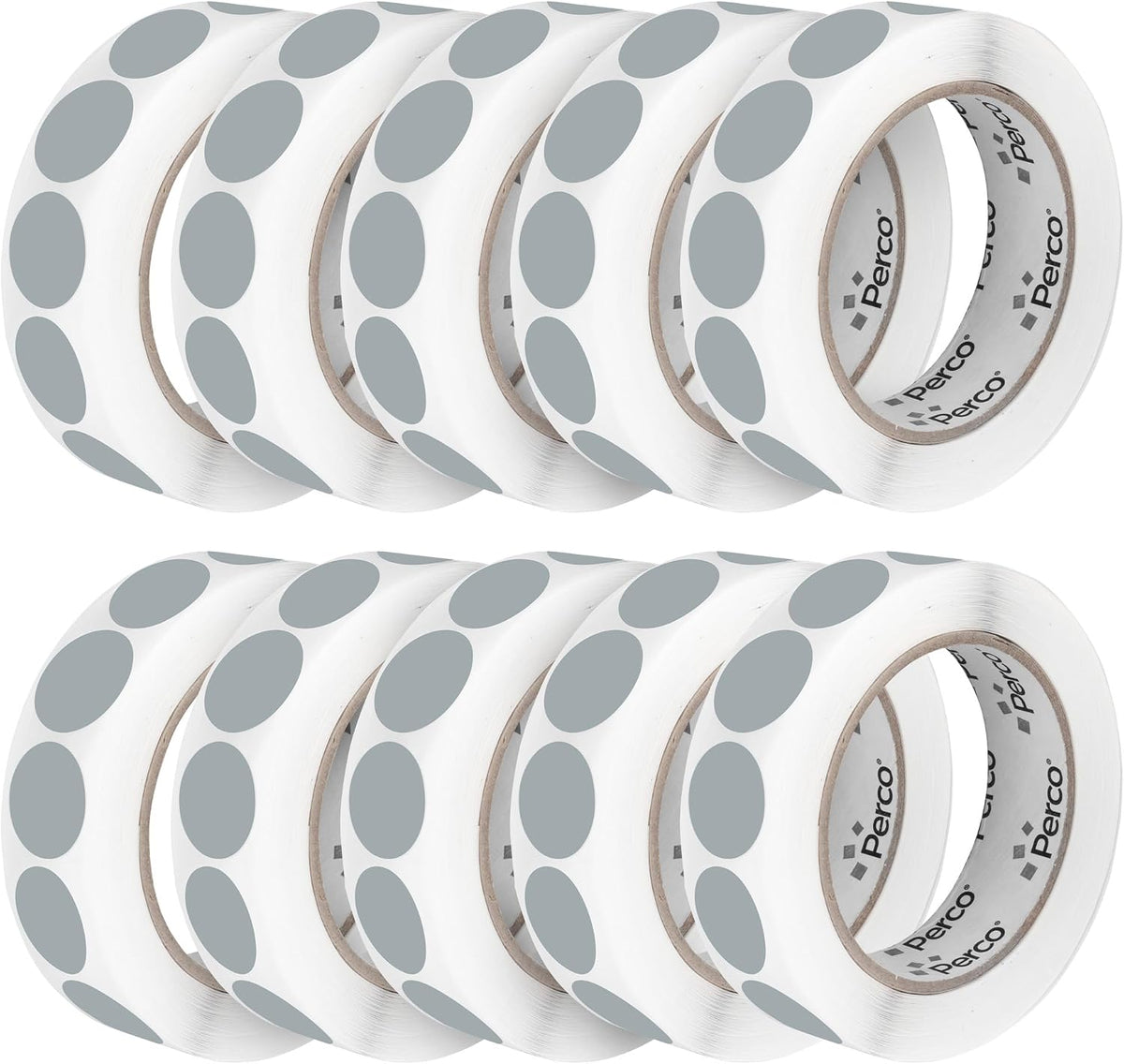Perco Grey 1-Inch Perforated Circle Dot Sticker Labels — 10 Rolls, 000 Round