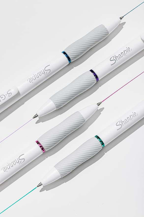 Sharpie S-Gel Pens, Fashion Barrel Gel Pens, Pearl White Body, Medium Point - Image 2