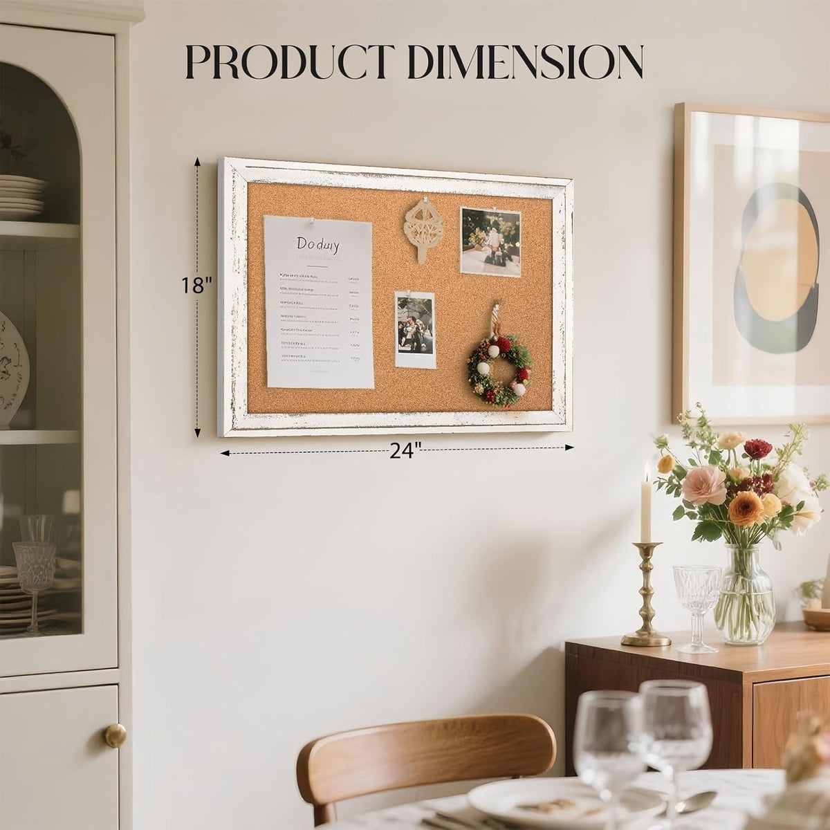Cork Board Bulletin Board, 24"x18" Corkboard for Wall
