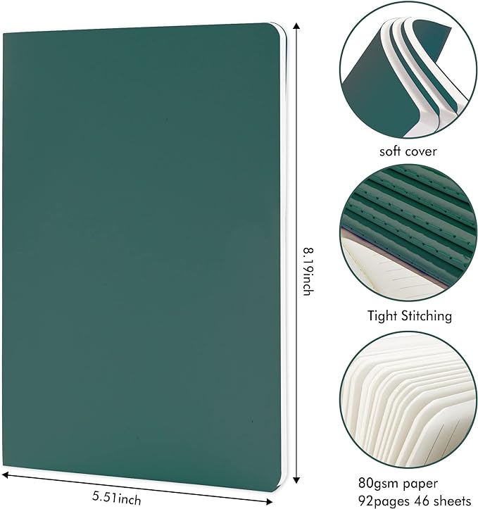 8 Pack Soft Cover Journal Bulk, Feela Notebooks College Ruled - Image 2