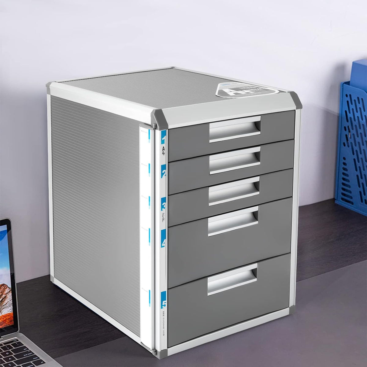 5 Drawer File Sorters, Desktop Drawer Paper Organizer with Label and key