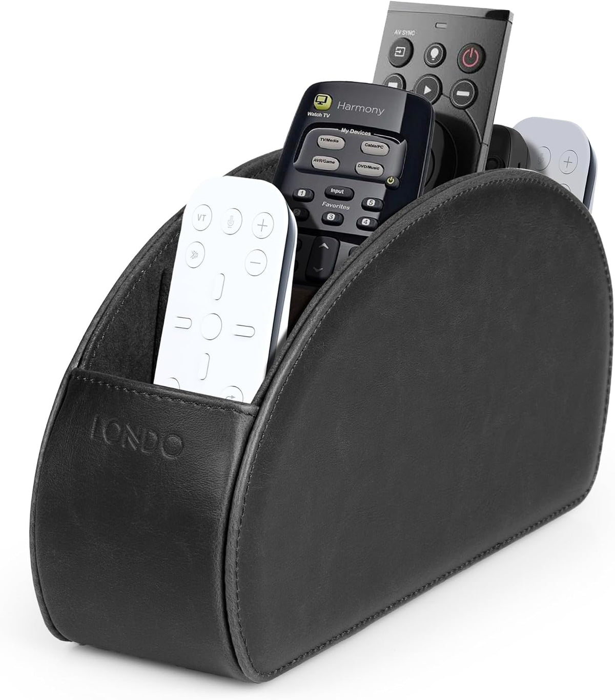 Londo PU Vegan Leather Remote Control Holder with 5 Pockets, Nightstand Caddy...