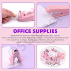 Swpeet 9Pcs Pink Office Supplies Kit, Desk Accessories Including Stapler - Image 5