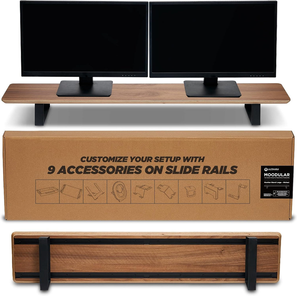 ULTRARM Moodular Wooden Monitor Stand 45.6” Large Desk Organizer