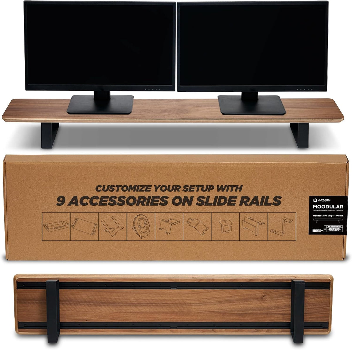 ULTRARM Moodular Wooden Monitor Stand 45.6” Large Desk Organizer