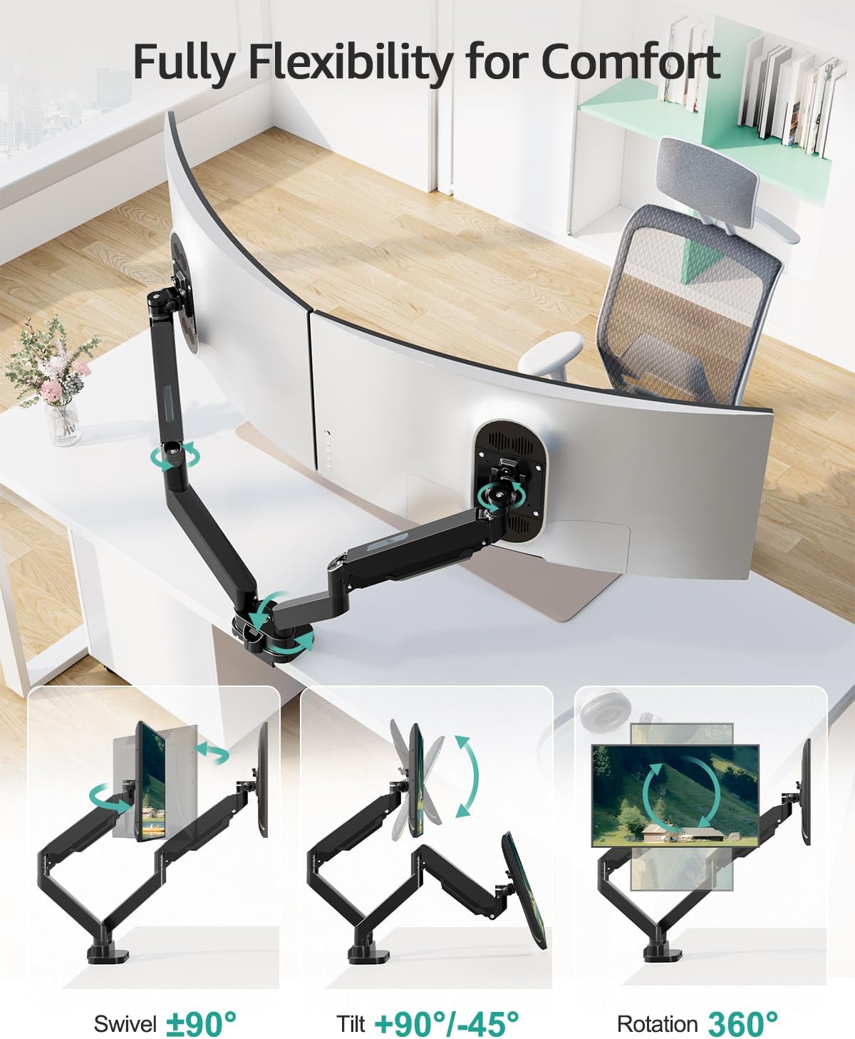 MOUNT PRO Dual Monitor Desk Mount for 39" Ultrawide Screen up to 33lbs, ...