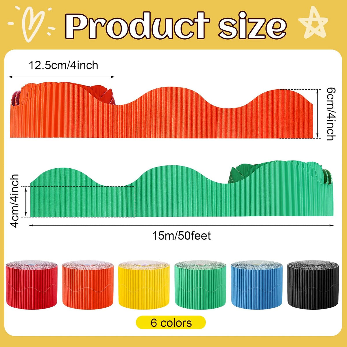 Harloon 6 Pcs 300ft Bulletin Board Borders Bulk Classroom Scalloped Borders P...