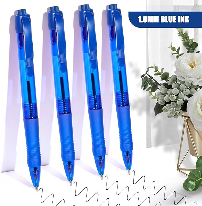 deegtran Pens Bulk, 50 Pack No Bleed Blue Ink Click Pens - Image 3