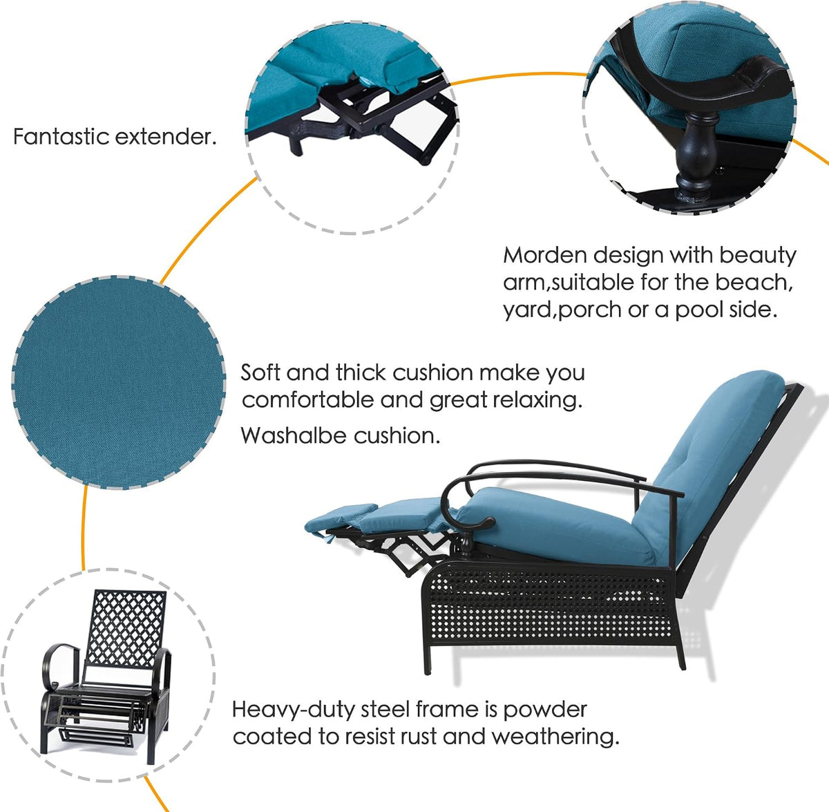 Kozyard Adjustable Outdoor Reclining Lounge Chair