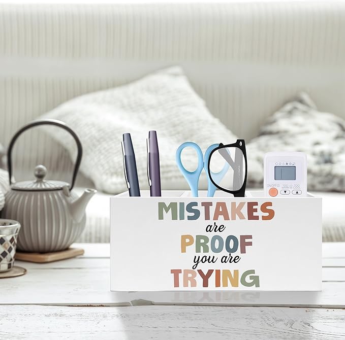 Exqcom Boho Mental Health Pen Pencil Holder, Therapy Office Decor, Mistakes Are - Image 2