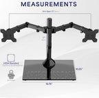 vivo freestanding dual monitor stand with sleek glass, side view