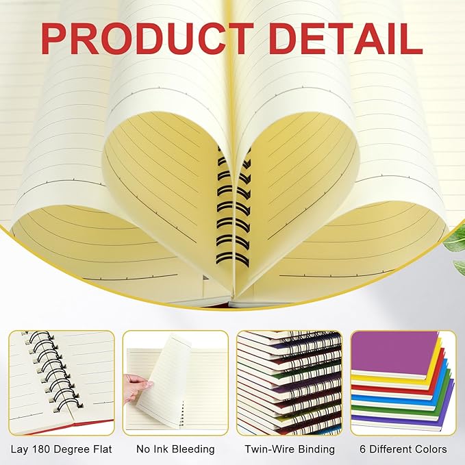Yahenda Spiral Notebook College Ruled Journals Notebooks Lined 8.3 x 5.5 Inch - Image 2