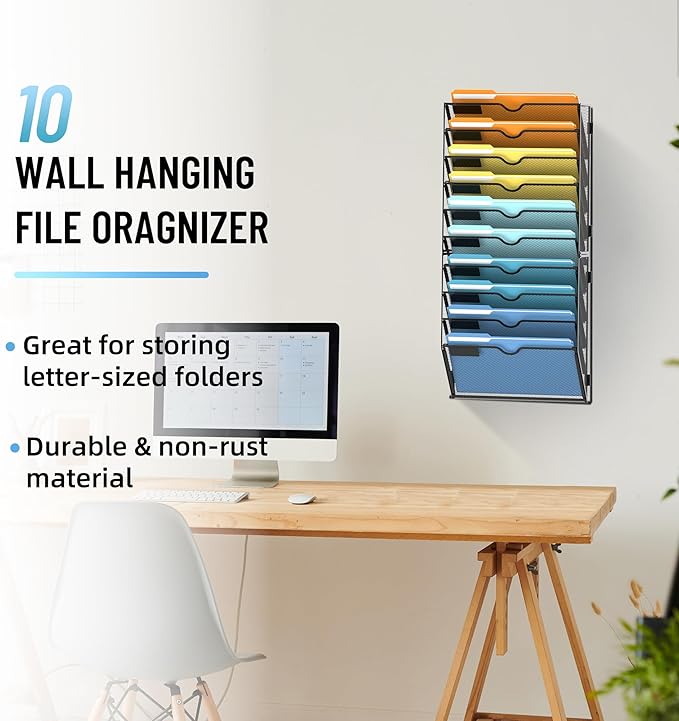 SUPEASY 10-Tier Wall File Holder Organizer - Image 2