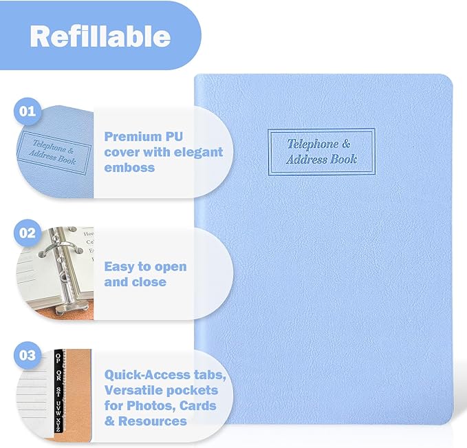 Reﬁllable Address Book with Alphabetical Tabs, Large Prints, Easy - Image 3