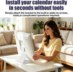 Adjustable Desktop Stand, White Detachable Desk Mount Holder with Baffle Stable Frame Base Replacement for Calendar Max 27in