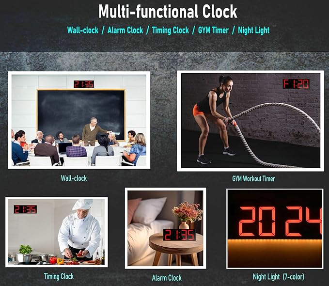 ETEBRG 17.3'' Huge Digital Wall Clock, Home Gym Interval Workout Timers - Image 3