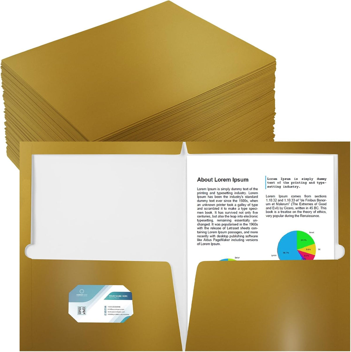 Yeaqee 100 Pack 2 Pockets Glossy Laminated Paper Folder First Day of School