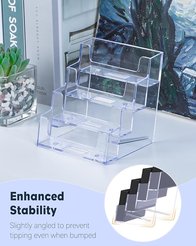 Uniclife 4 Pack Acrylic Business Card Holder - Image 4