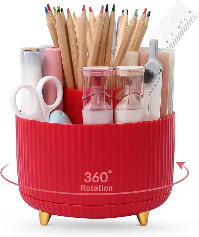 SKYDUE 360 Degree Rotating Desk Organizer, Dual-Purpose Pencil Pen Holder by SKYDUE