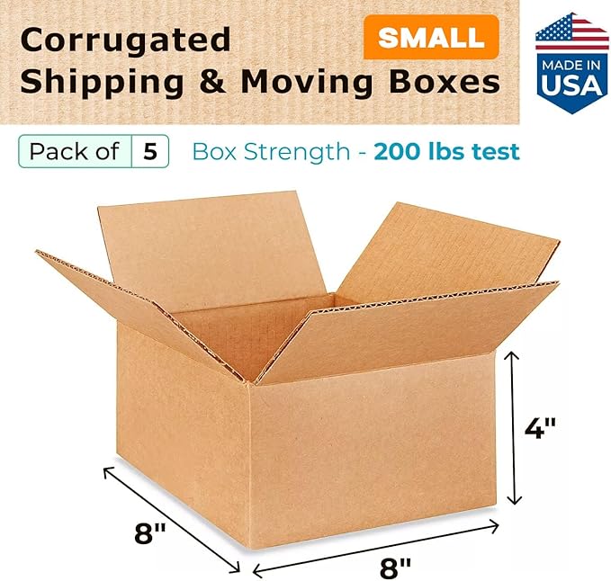 Small Moving & Shipping Boxes 8 x 8 x 4 inches - Image 2