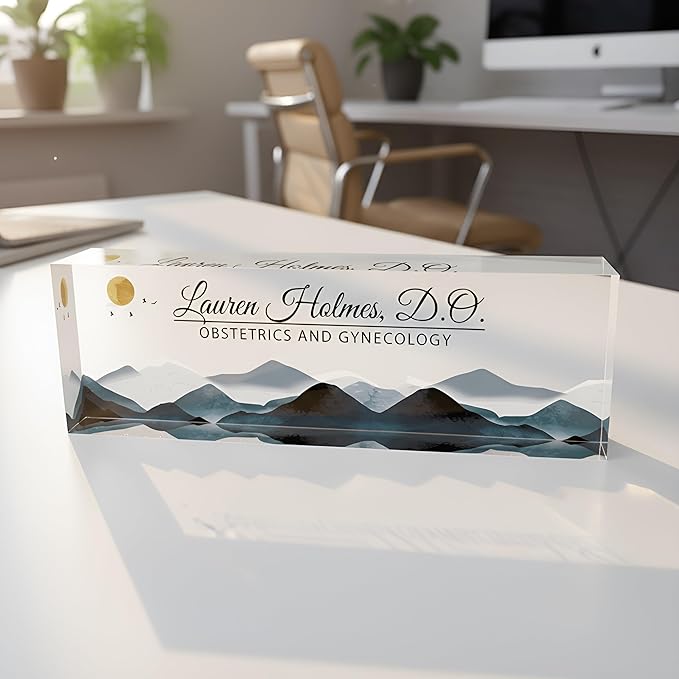 Personalized Acrylic Desk Plaque, Customizable Acrylic Name Plate Block by Artblox