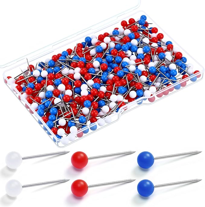 WILLBOND 500 Pack Map Push Pins Map Tacks Small Round Head Push Pins Thumb Tacks by Willbond+Technology+Limited