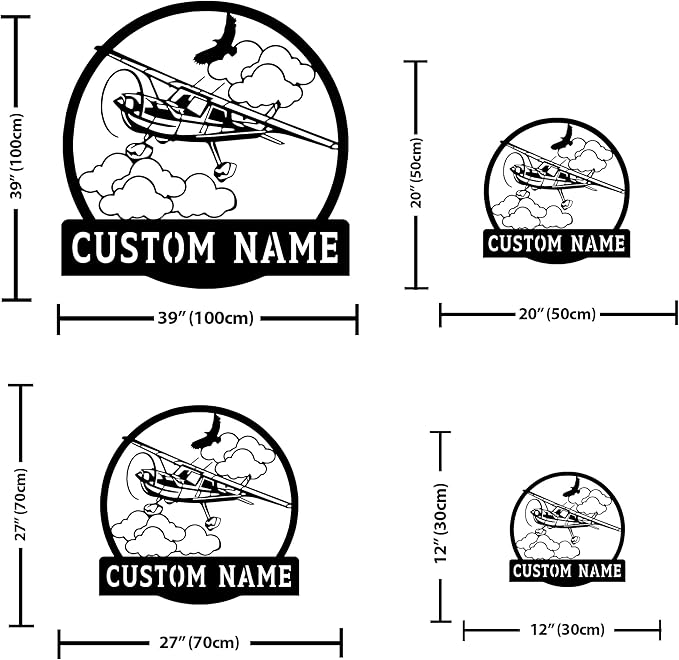 Personalized Metal Airplane Wall Art, Airplane Name Sign, Customized Pilot Name - Image 4