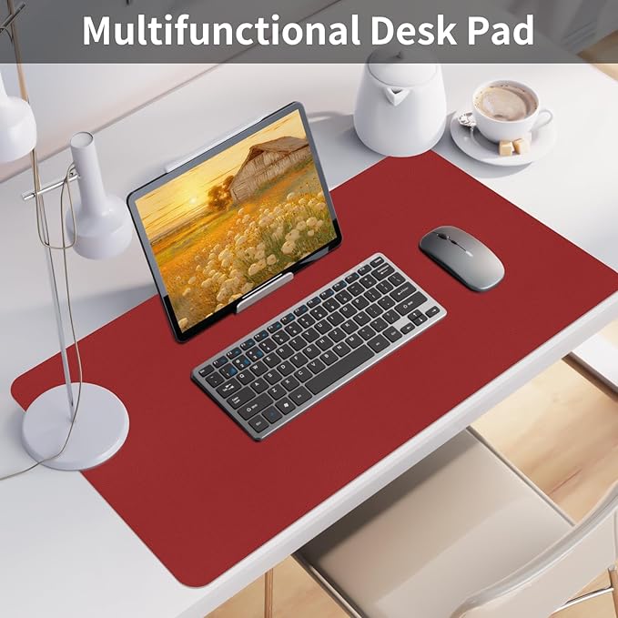 Bloss Red Desk Mat, Leather Desk Matt - Image 2
