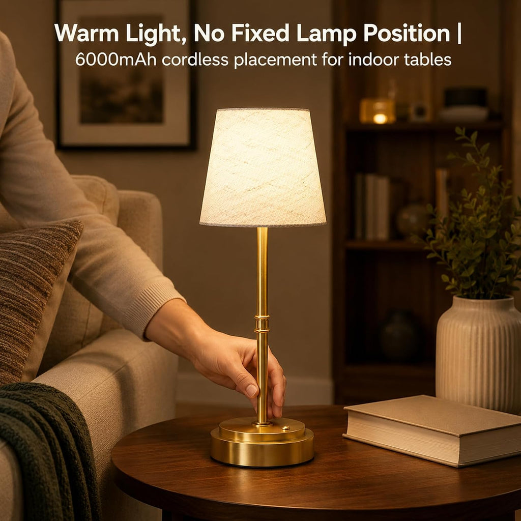 rechargeable cordless table lamp, nightstand to end table,gold,1, close-up detail