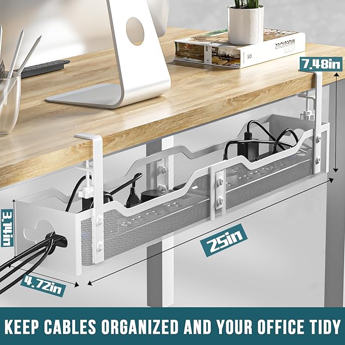 Under Desk Cable Management Tray White, Litwaro Cable Management Under Desk No - Image 4