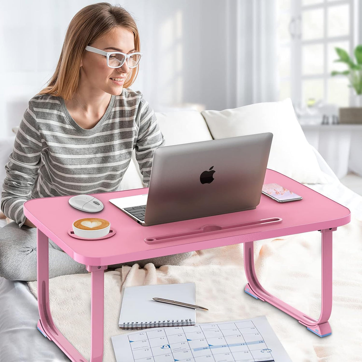 Fayquaze Lap Laptop Desk, Portable Foldable Laptop Bed Table with Storage Dra...