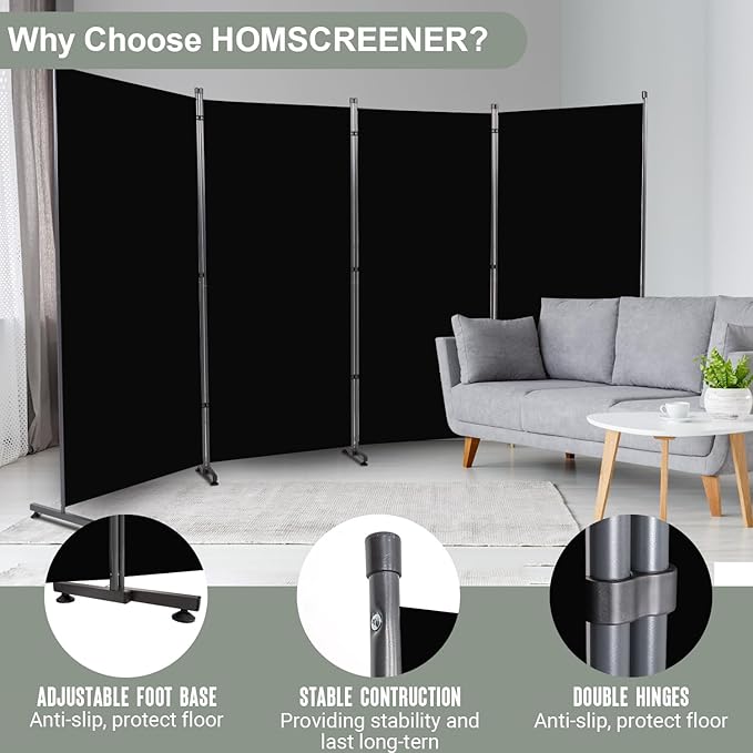 Room Divider 6FT 4 Panel Privacy Screen, Portable Room Partitions and Dividers - Image 2