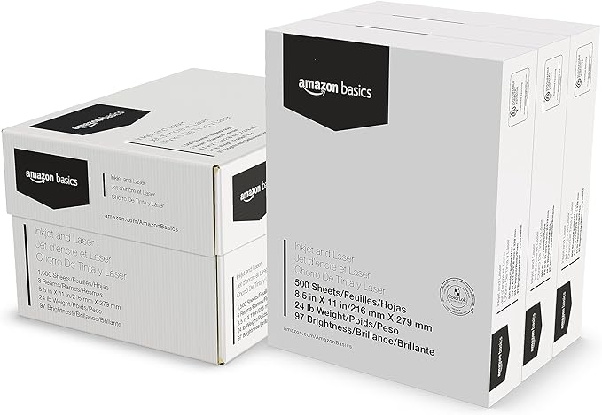 Amazon Basics Multipurpose Copy Printer Paper, 8.5-x-11-inch, 1500 Sheets by AmazonBasics