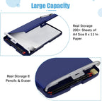 Hongri Clipboard with Storage with Pencil Case, 8.5 x 11 Storage Clip Board | High Capacity Organization Box for A4 Letter Legal Paper, Heavy Duty Folio & Side-Opening for Nurses, Teachers, Navy Blue