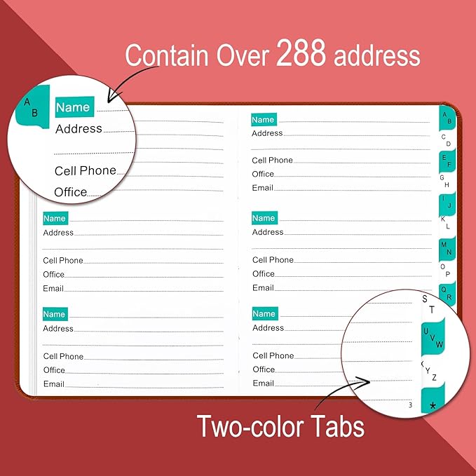BLESWIN Address Book with Alphabetical Tabs, Hardcover Address Book - Image 3