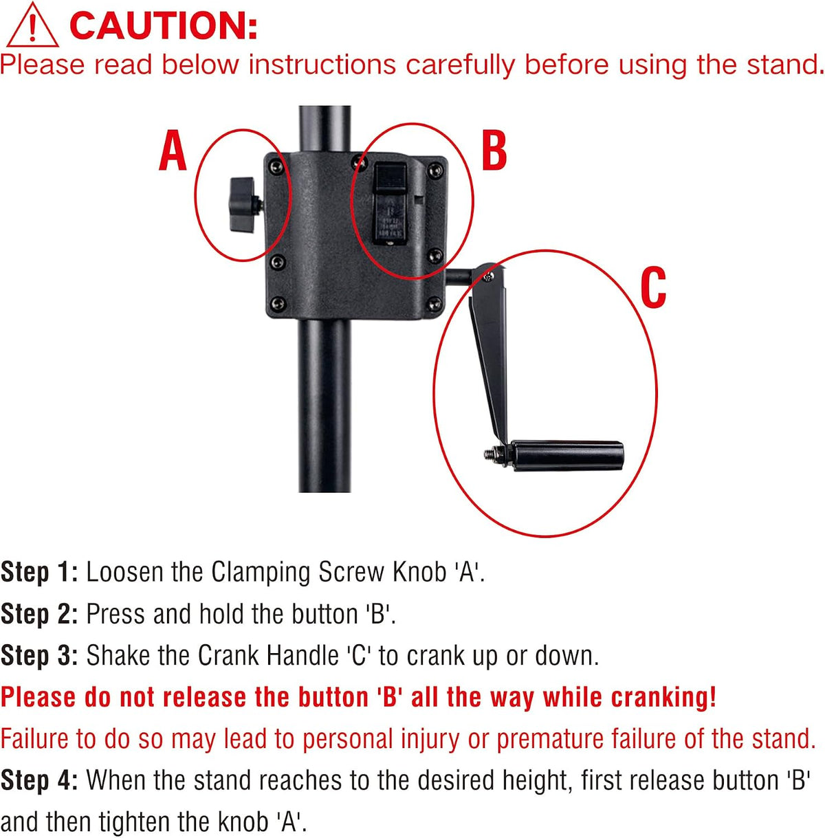 Sound Town 2-Pack Crank-Up Adjustable Height Tripod Speaker Stands (48"-...