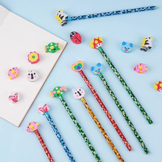 200 Pieces Cartoon Cute Animal Pencil Erasers Pencil Eraser Toppers Rabbit - Image 5