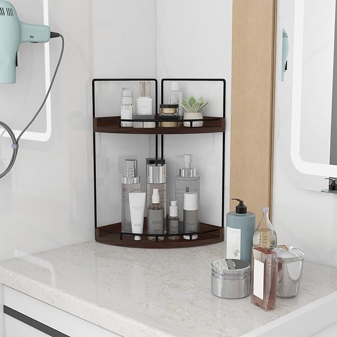 Dorhors 2-Tier Bathroom Counter Organizer, Vanity Counter Corner Shelf - Image 2