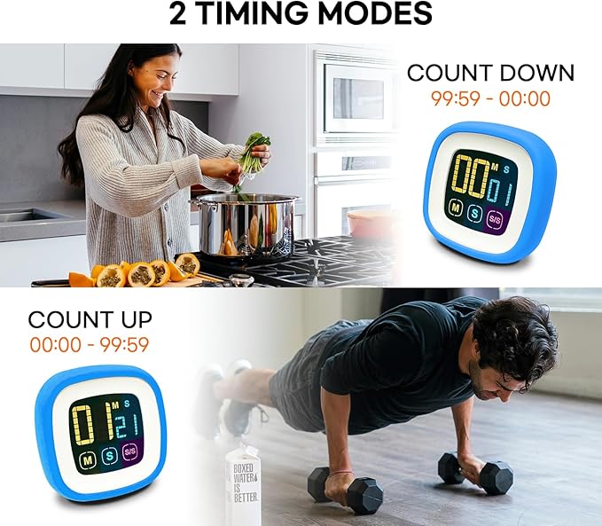 CREAVIVA Digital Kitchen Timer, Protective Rubber case, Large Display - Image 7
