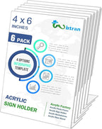 Wbtran Slanted Back Acrylic Sign Holder 4 x 6, Plastic Paper Sign Holders by Wbtran