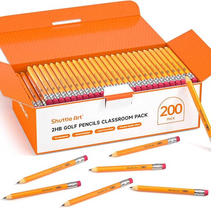 Shuttle Art 200 Pack Golf Pencils by ShuttleArt