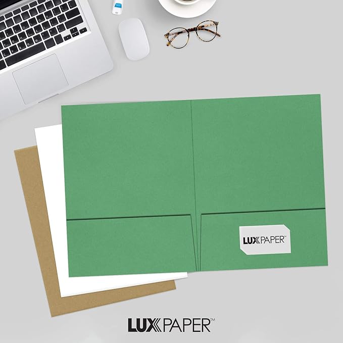 LUXPaper 9" x 12" Presentation Folders | Two Pocket | Holiday Green | 100lb. - Image 6