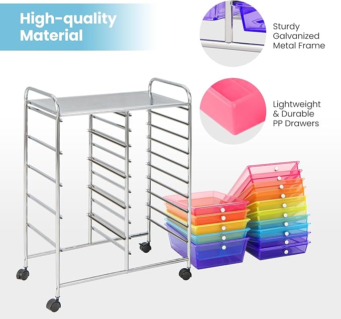 Giantex 15 Drawer Rolling Cart - Image 7