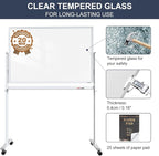 Mobile Clear Glass Whiteboard, 48 x 32 Inches Standing White Board on Wheels - Image 3