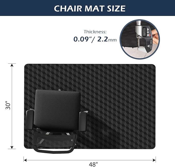 SALLOUS Chair Mat for Carpet, Heavy Duty Vinyl Floor Mat - Image 2