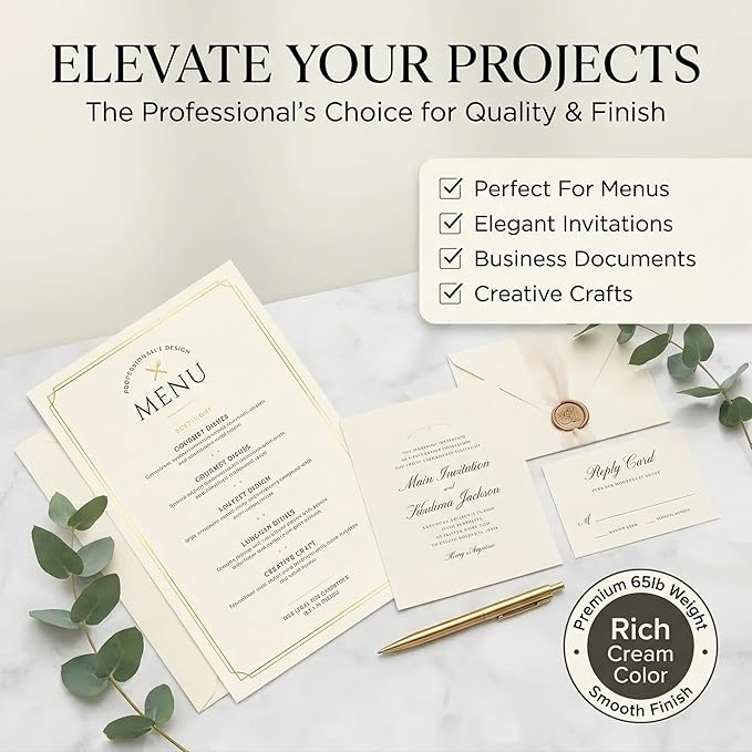 250 Sheets Cream Cardstock 8.5 x 11 Ivory Card Stock 65lb/176gsm Premium Off - Image 5